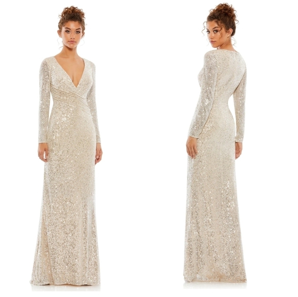 IEENA For Mac Duggal Sequin long sleeve‎ Dress